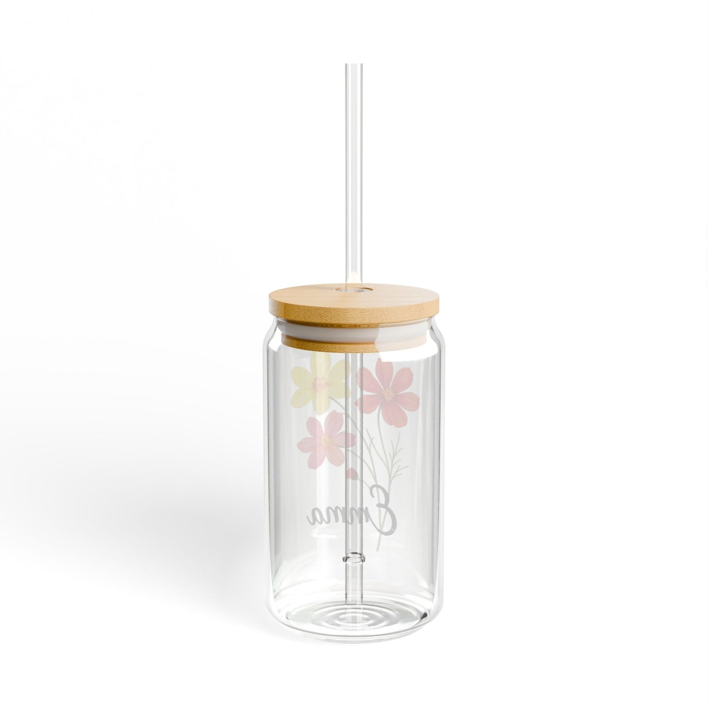 Personalized Floral Sipper Glass, 16oz, Custom Drinkware, Eco-Friendly Gift, Summer Hydration, Unique Home Decor, Birthday Present