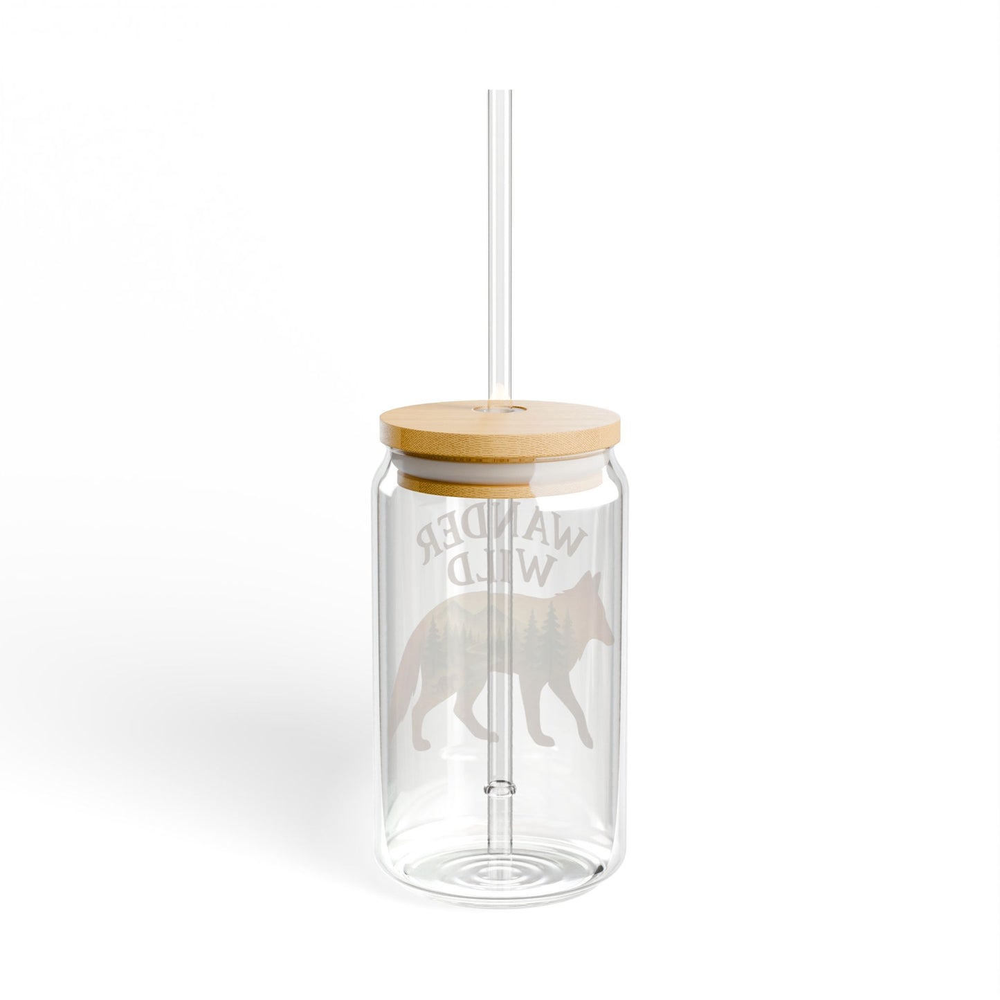 Wander Wild Sipper Glass, 16oz Travel Mug, Bohemian Drinkware, Nature Lover Gift, Adventure Cup, Eco-Friendly Straw Bottle