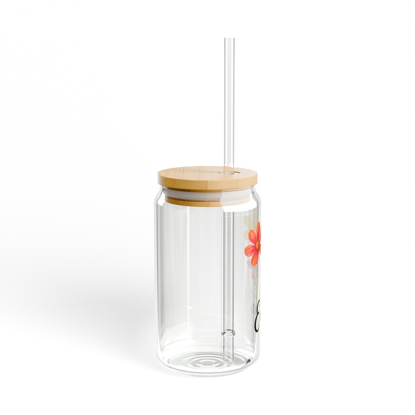 Personalized Floral Sipper Glass, 16oz, Custom Drinkware, Eco-Friendly Gift, Summer Hydration, Unique Home Decor, Birthday Present