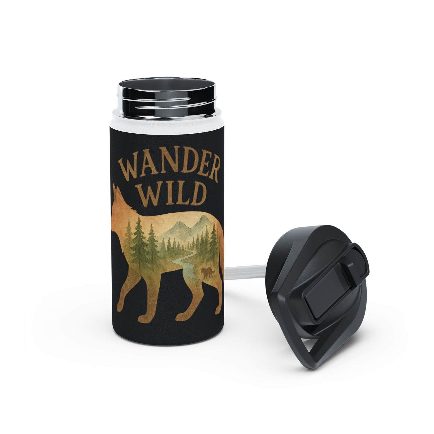 Wander Wild Water Bottle, Adventure Gear, Gifts for Hikers, Eco-Friendly Drinkware, Outdoor Essentials, Camping Supplies