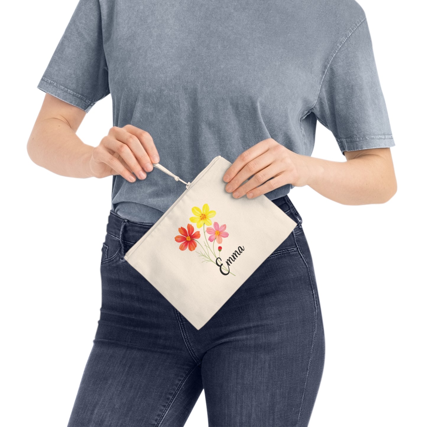 Personalized Floral Pencil Case, Custom Makeup Bag, School Supplies Organizer, Gift for Her, Unique Stationery Bag