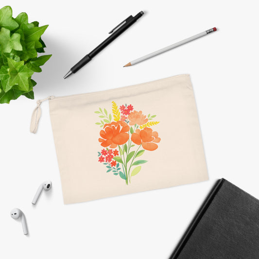 Floral Pencil Case, Cute Art Supplies Bag, Gift for Students, Teacher's Gift, Floral Makeup Bag, Eco-Friendly Storage Pouch