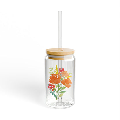Floral Sipper Glass, 16oz with Bamboo Lid | Summer Drinkware, Eco-friendly Beverage Container, Stylish Hydration, Gift for Garden [...]