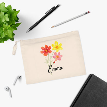 Personalized Floral Pencil Case, Custom Makeup Bag, School Supplies Organizer, Gift for Her, Unique Stationery Bag