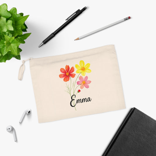 Personalized Floral Pencil Case, Custom Makeup Bag, School Supplies Organizer, Gift for Her, Unique Stationery Bag