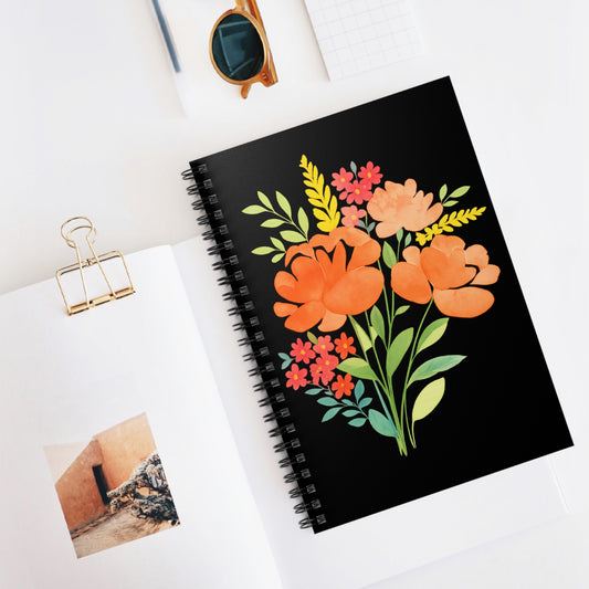 Floral Spiral Notebook - Ruled Line, Elegant Notepad for Notes, Cute Journal for Students, Gift for Teachers, Spring Decor, Writing [...]