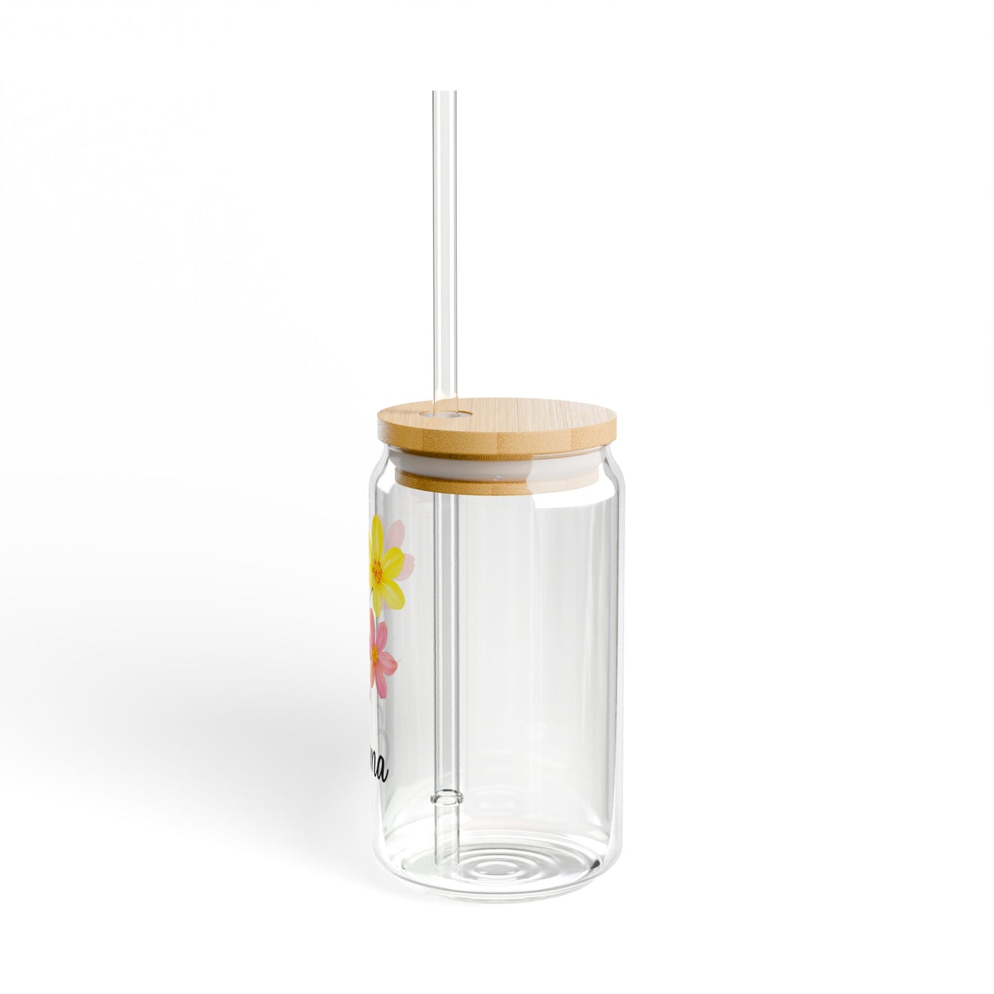 Personalized Floral Sipper Glass, 16oz, Custom Drinkware, Eco-Friendly Gift, Summer Hydration, Unique Home Decor, Birthday Present
