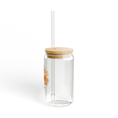 Floral Sipper Glass, 16oz with Bamboo Lid | Summer Drinkware, Eco-friendly Beverage Container, Stylish Hydration, Gift for Garden [...]