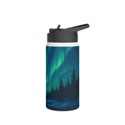 Aurora Borealis Stainless Steel Water Bottle, Travel Mug, Hiking Gear, Eco-Friendly Drinkware, Outdoor Gift, Adventure Hydration