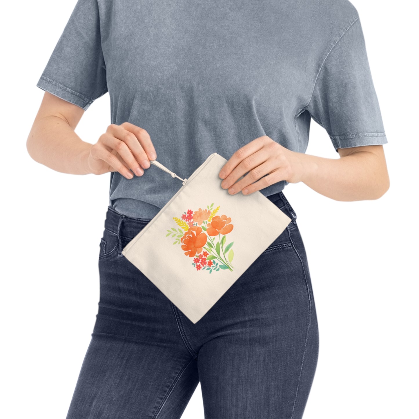Floral Pencil Case, Cute Art Supplies Bag, Gift for Students, Teacher's Gift, Floral Makeup Bag, Eco-Friendly Storage Pouch