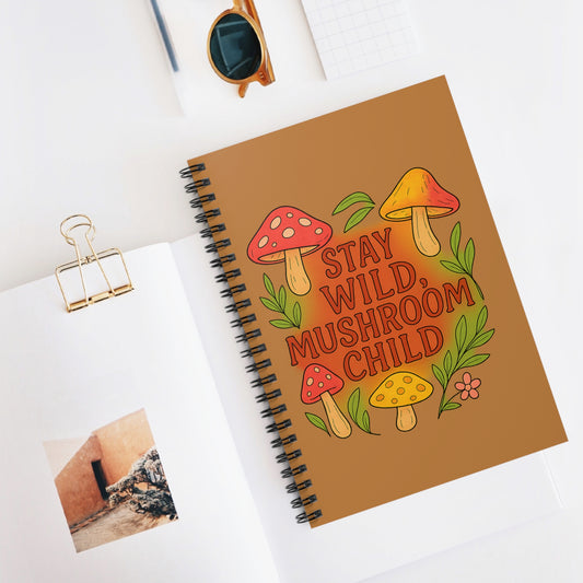 Wild Mushroom Child Spiral Notebook – Perfect for Nature Lovers, Journal, School Supplies, Gifts for Students, Floral Aesthetic